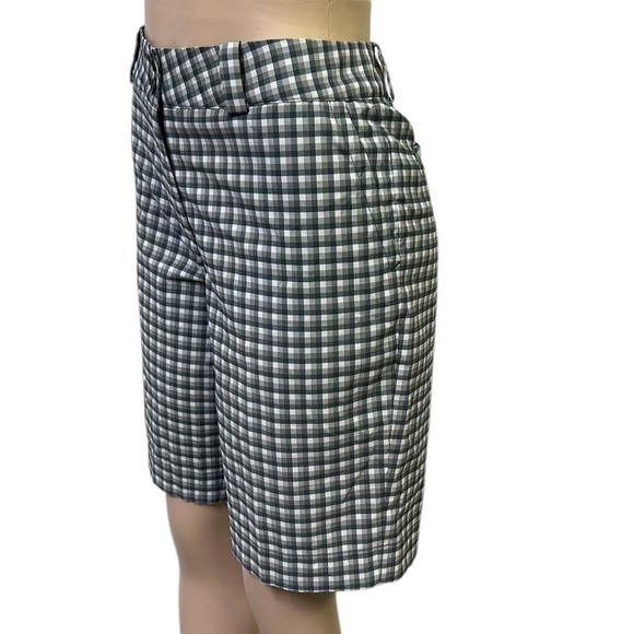 Nike Golf Athletic Dri Fit Green White Plaid Stretch Bermuda Shorts Womens 12 - Picture 4 of 9
